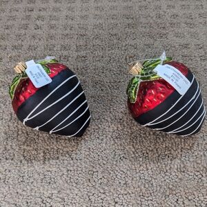 Sur La Table Dark Chocolate Dipped Strawberry Christmas Ornament